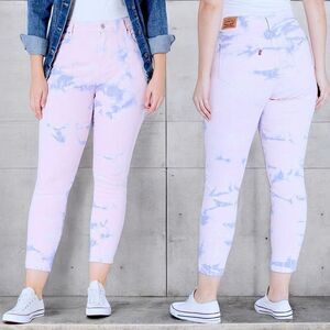 Levi’s Pink Purple Tie Dye 721 High Rise Skinny Ankle Jeans Size 20W